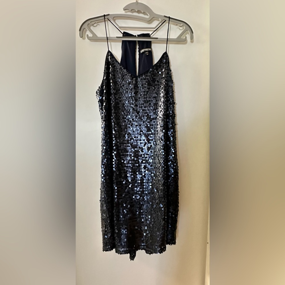 Express Navy Blue Sequin Cami Mini Dress Medium